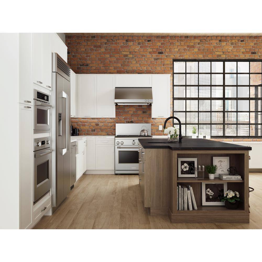 Hampton Bay Designer Series Melvern Assembled 18x34.5x23.75 in. Dual Pull Out Trash Can Base Kitchen Cabinet in White