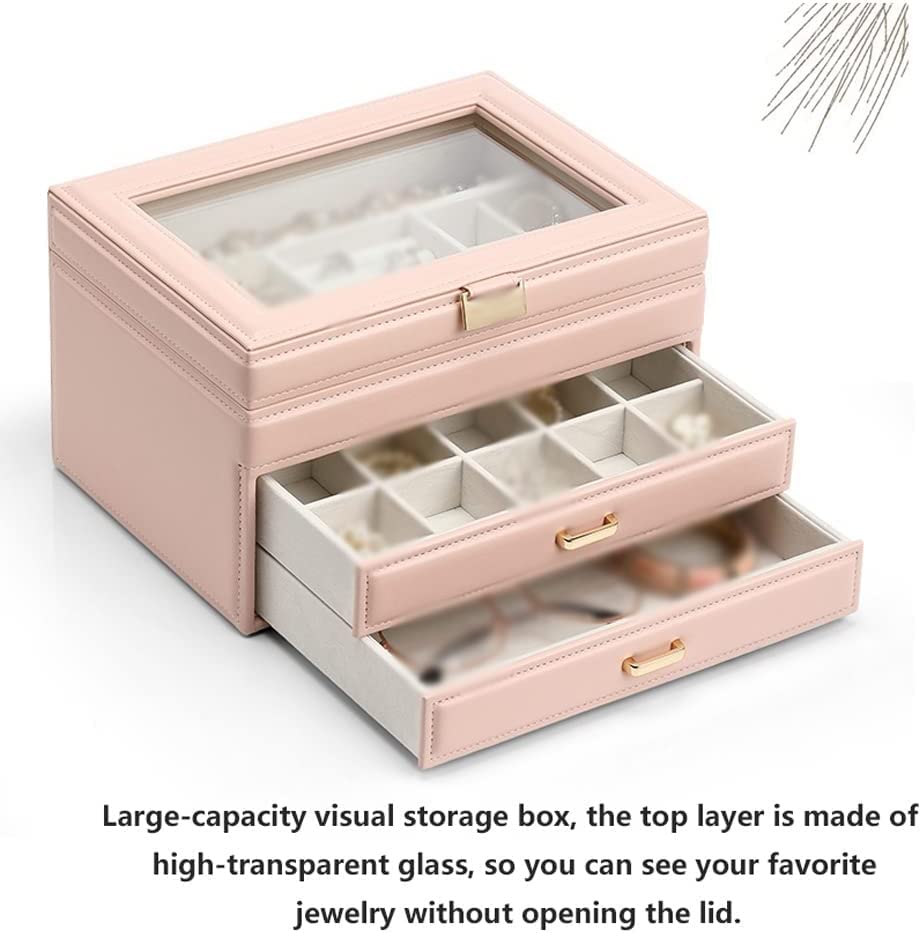 Jewelry Box Jewelry Boxes Jewelry Case PU Leather Jewelry Box Jewelry Storage Box Earring Ear Stud Ring Necklace Organizer Case Jewelry Box Organizer