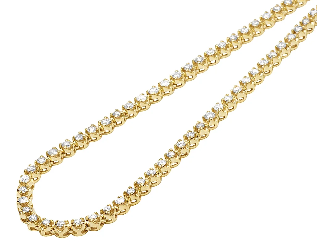 10K Yellow Gold Tennis Choker Toni Set Diamond Chain Necklace 4mm 21" 6.5CT