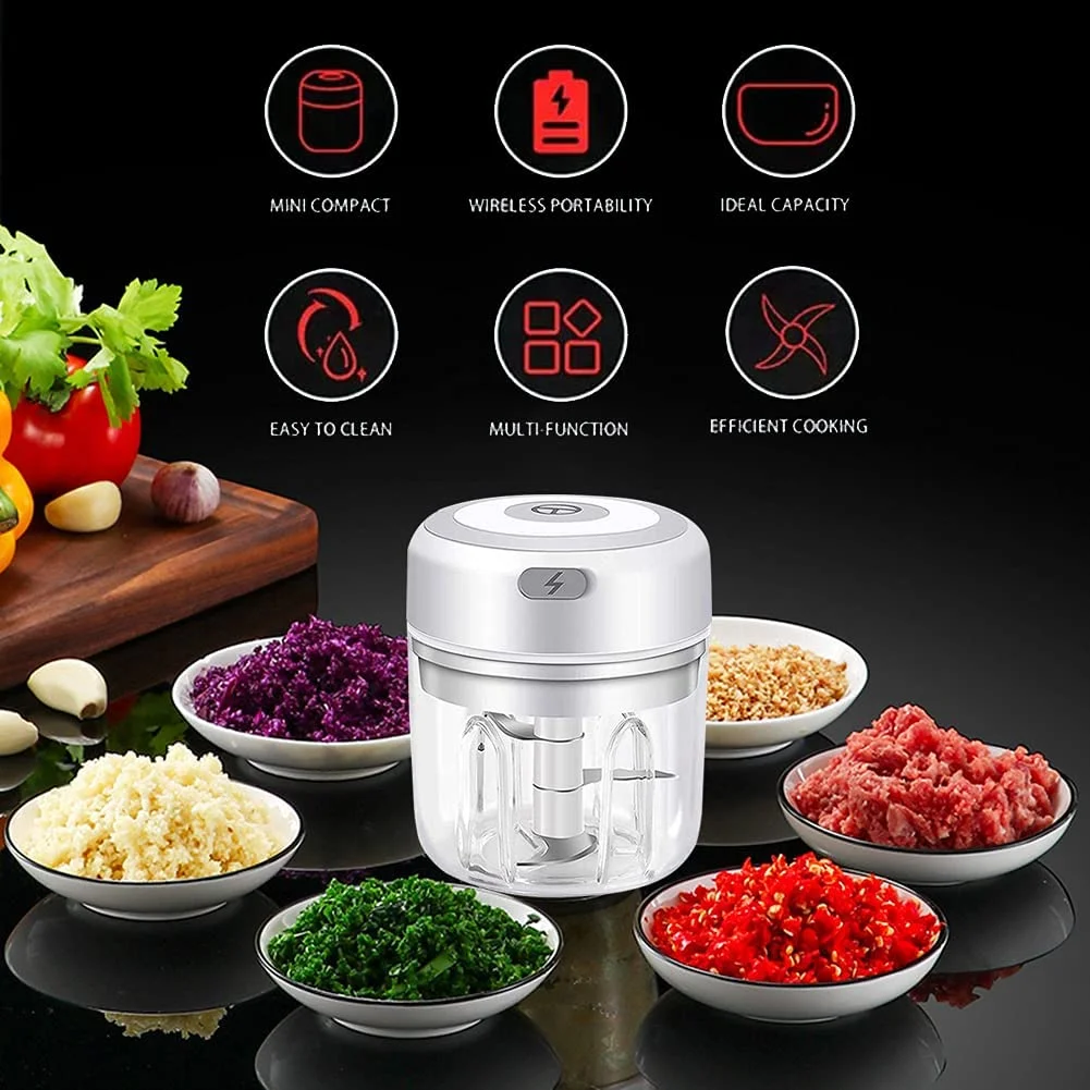 Electric Mini Garlic Chopper,Portable Mini Mincer Electric Food Processor