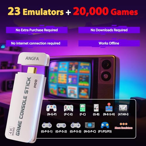 Wireless Retro Game Console Built-in 20000+ Games and 23 Emulators, 2025 New Plug & Play Retro Gaming Console with 4K Output & Dual 2.4G Controllers