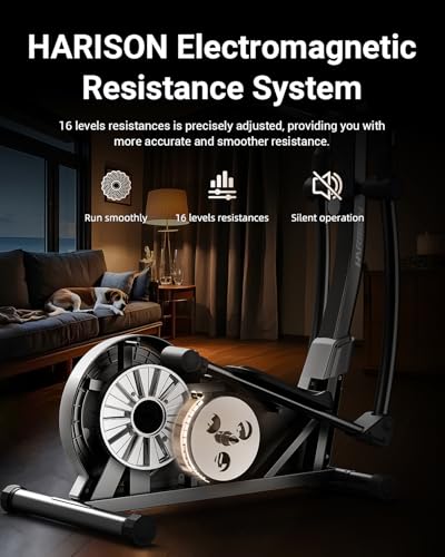 HARISON Elliptical Machine for Home 350 LBS Capacity, Magnetic Elliptical Exercise Machine with 16-Level Resistance Control