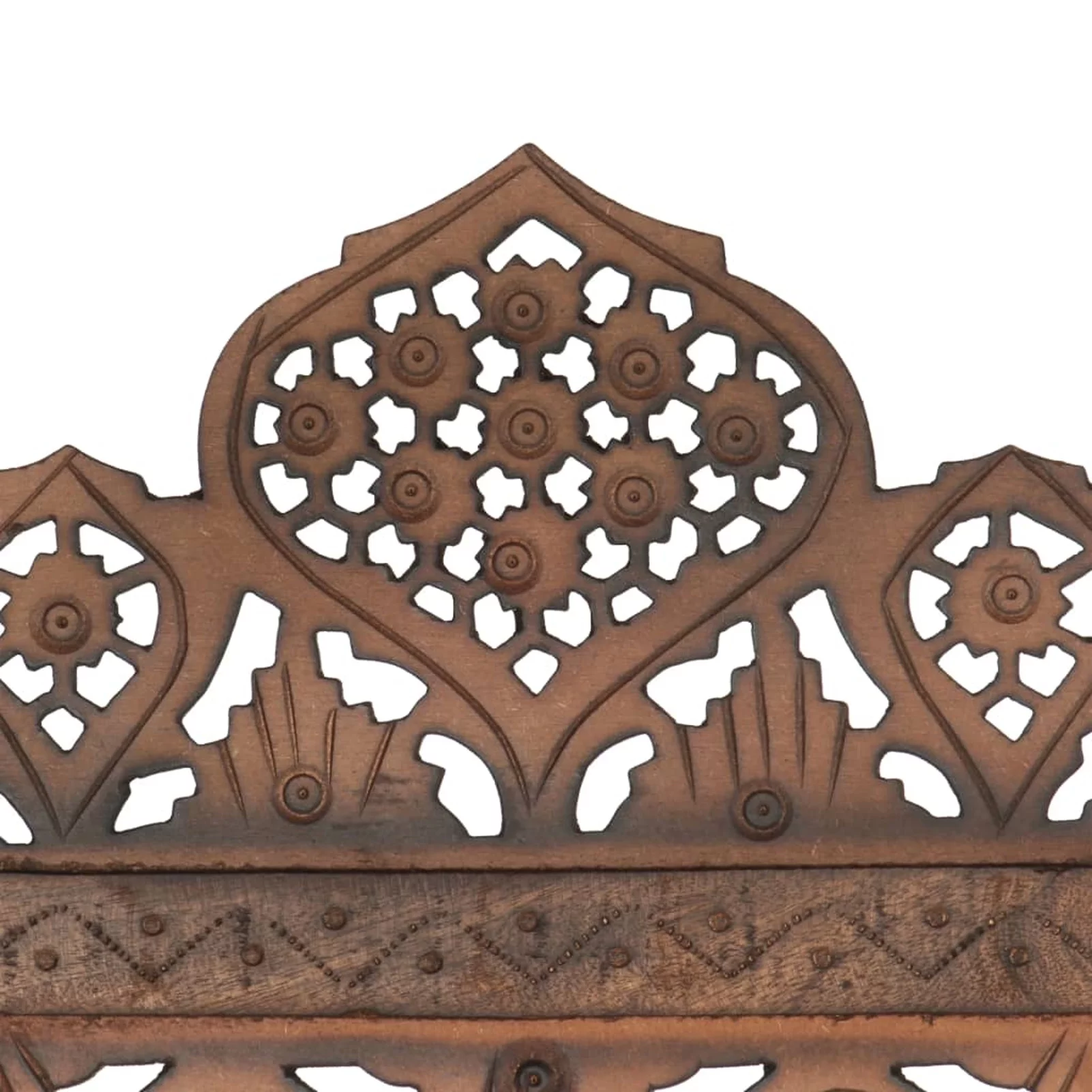 Anself Hand Carved 4-Panel Room Divider Freestanding Room Partition Panel Folding Screen Mango Wood Brown for Bedroom, Bathroom, Living Room