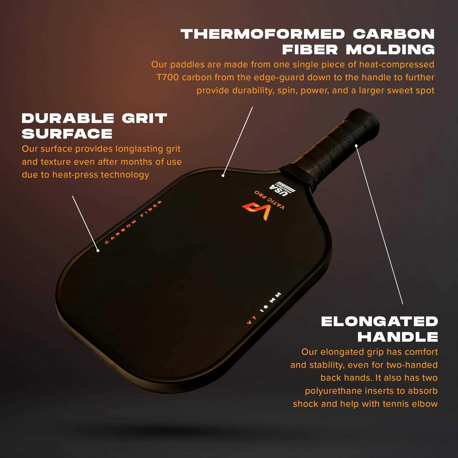 Vatic Pro Flash 16mm Middleweight Carbon Fiber Pickleball Paddle - Sports Supplies Online Store
