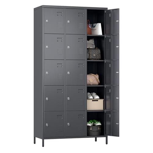 6 Door Metal Storage Locker 18 Hooks,Metal Locker for Employees with Lock for School Garage Office Gym Bedroom,Assembly Required