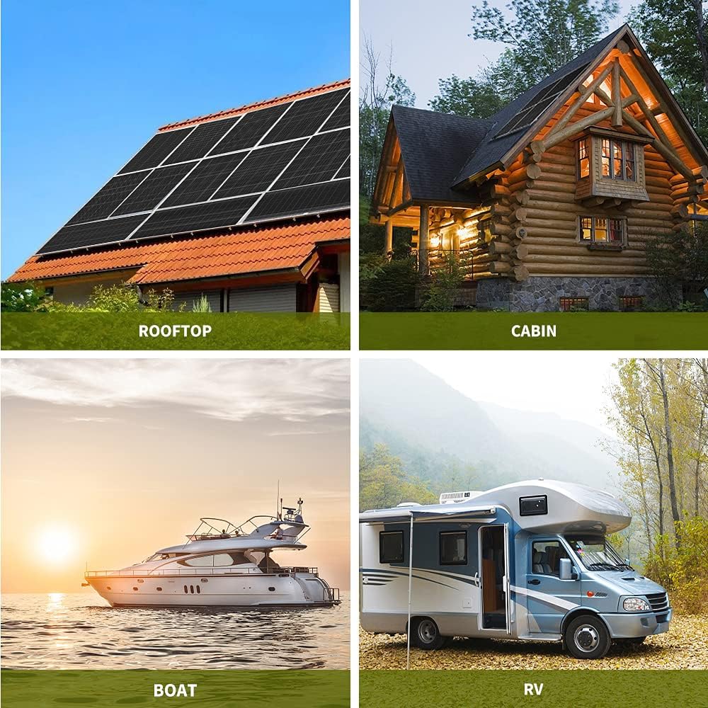 HQST 100 Watt 12 Volt Polycrystalline Solar Panel with Solar Connectors High Efficiency Module PV Power for Battery Charging Boat, Caravan