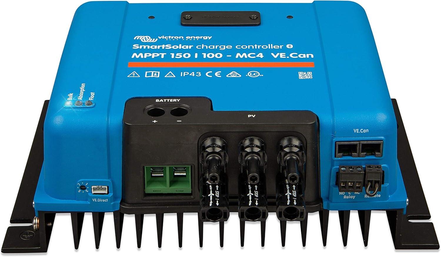 Victron Energy SmartSolar MPPT MC4 VE.Can 250V 100 amp 12/24/36/48-Volt Solar Charge Controller (Bluetooth)