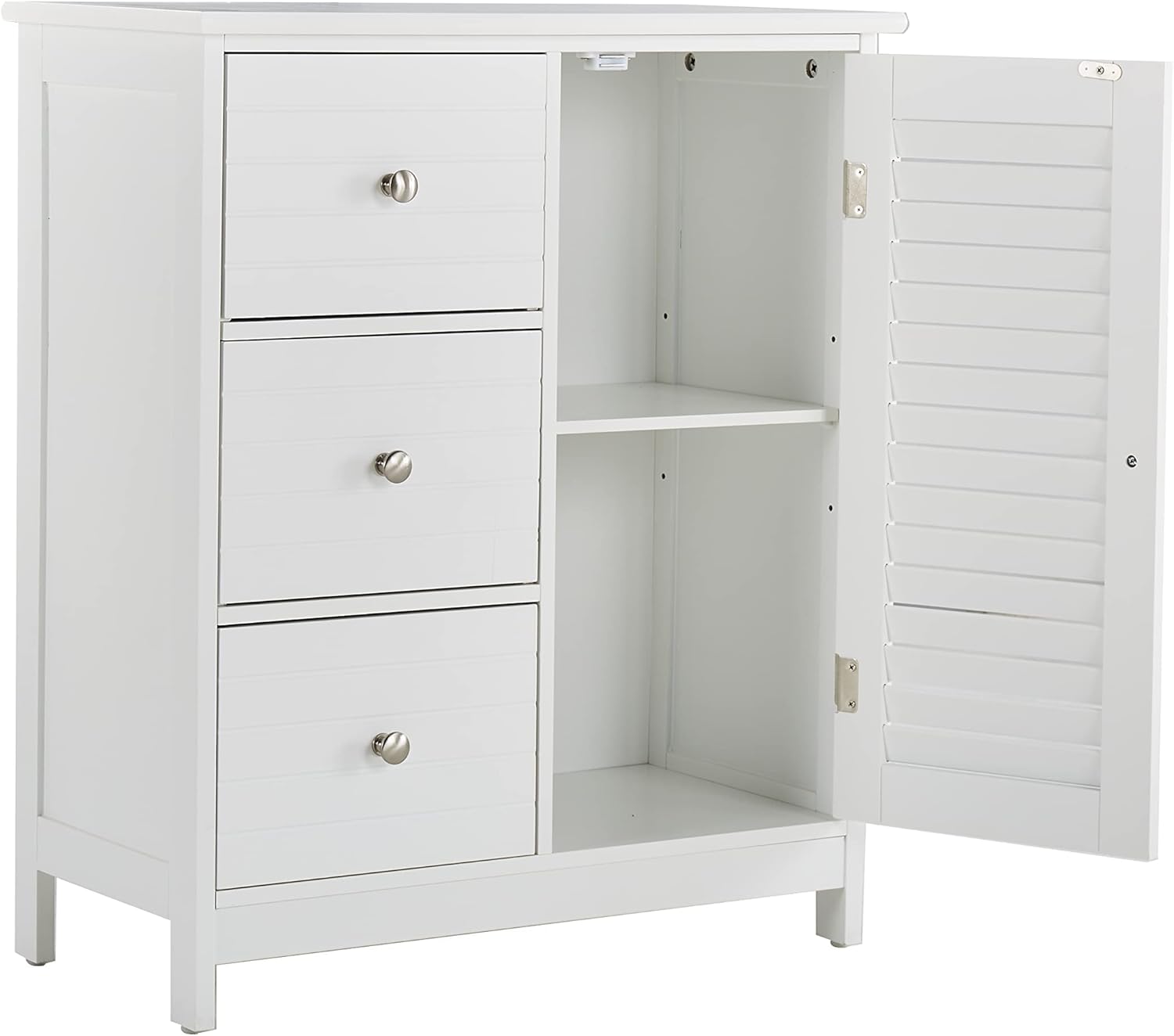 HoorLang White Bathroom Storage Cabinet with 3 Drawers and 1 Two Layers Cabinet