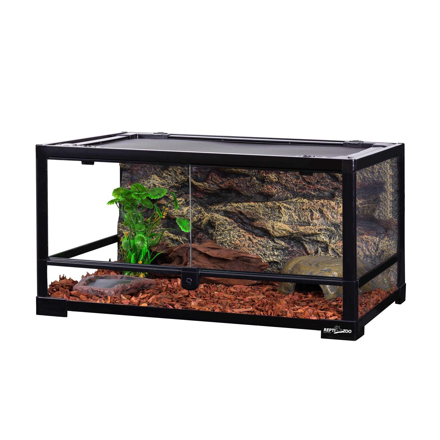 REPTIZOO RK0117 24 x 18 x 12.6 in. Reptile Glass Terrarium with Double Hinge Door - Pet Supplies online store