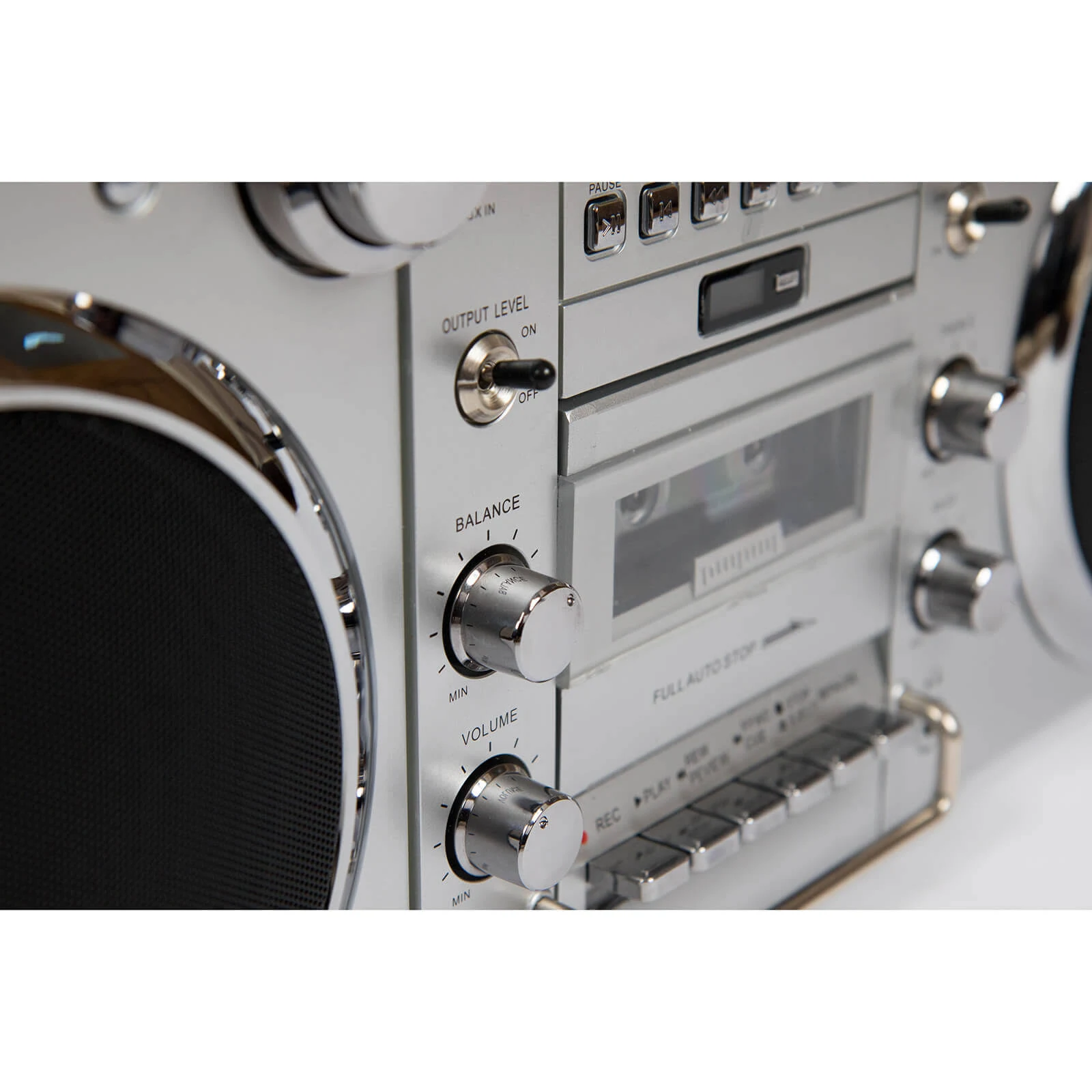 GPO Brooklyn Bluetooth Boombox 80W CD Cassette FM USB Recording Silver