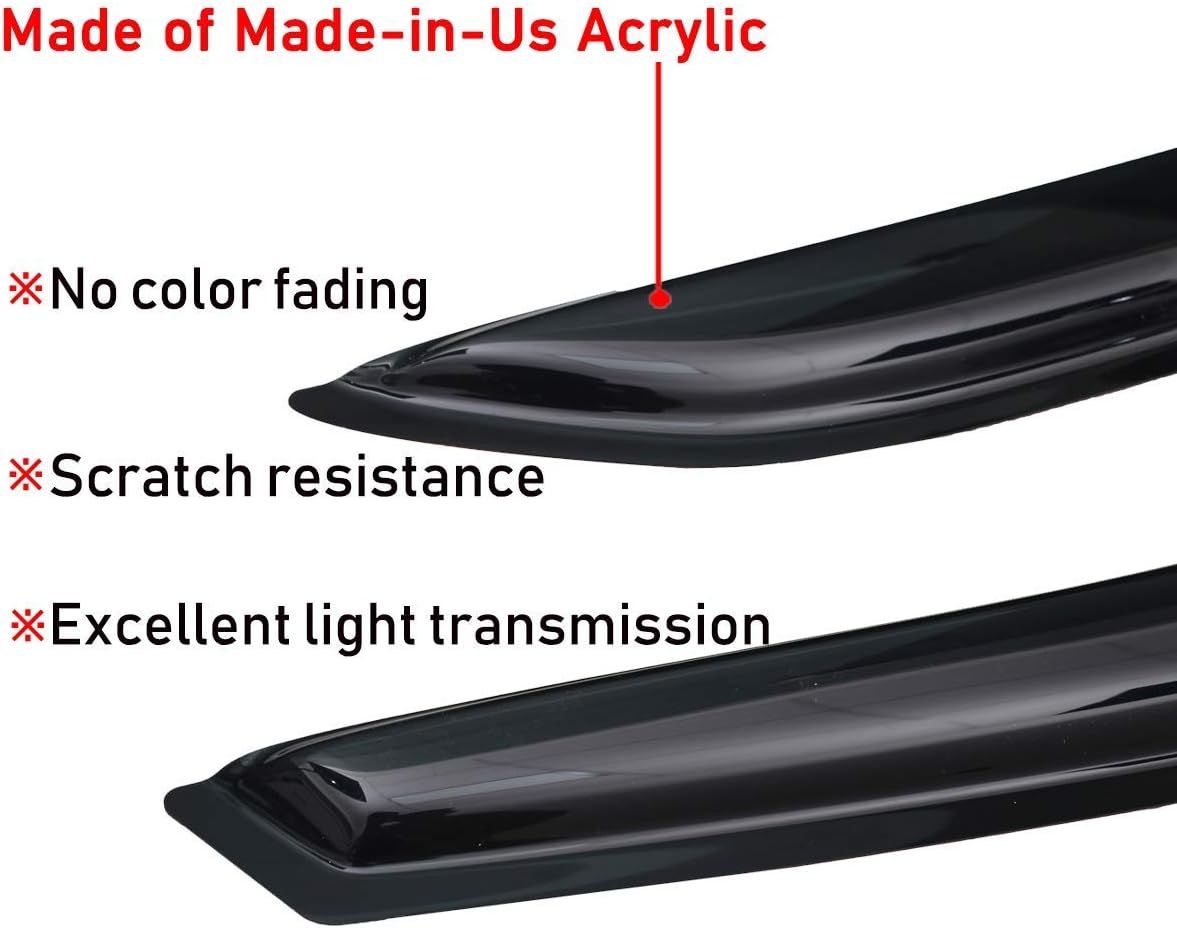 Lightronic WV94948 Tape-on Side Window Visor Deflector Rain Guard, Dark Smoke Shatterproof, 4 PCS Set for 1995-2004 Toyota Tacoma Access Cab Pack of 2