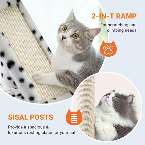 Allewie 81 Inches Tall Cat Tree/Multi-Level Large Climbing Tree House and Towers for Big Feline/Condo and Hammock/Scratching Post/Wide Base/Dark Grey