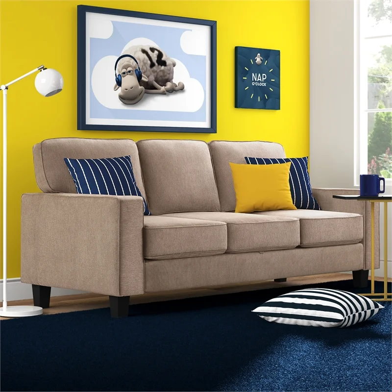 Serta Palisades 80" Track Arm Fabric Sofa with Storage Soft Tan