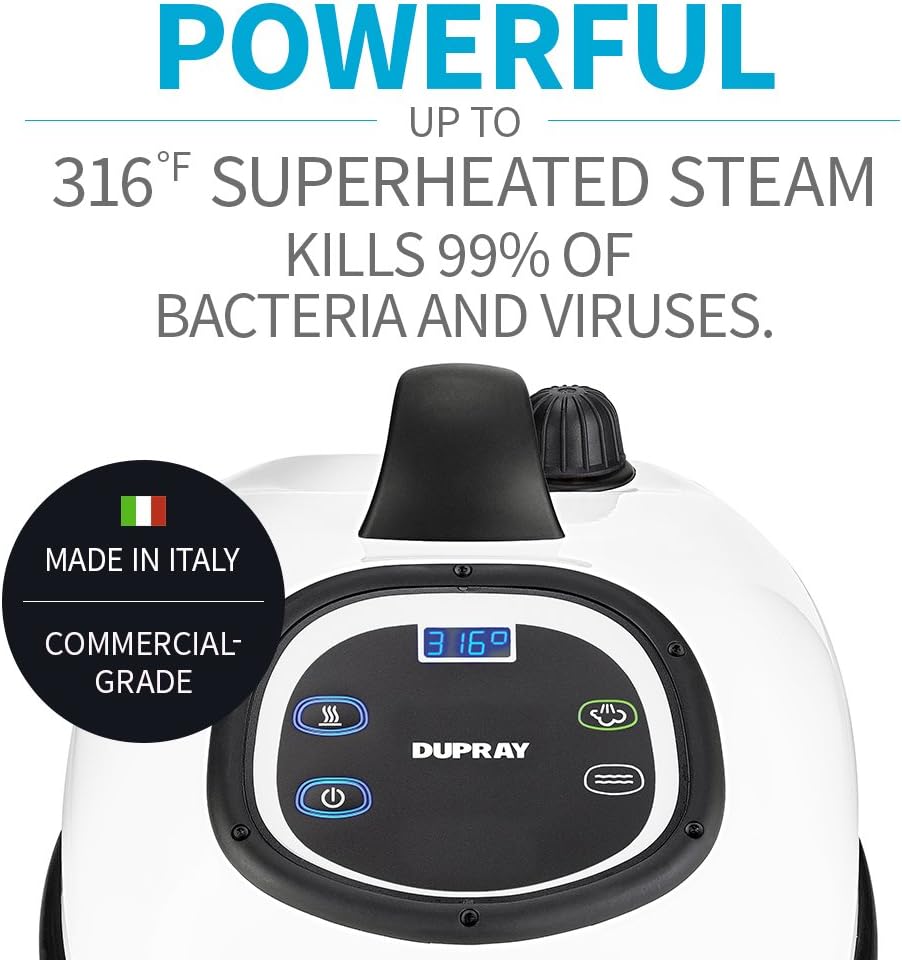 Dupray Tosca Steam Cleaner Commercial Steamer Made in Italy for High End Professional or Home Cleaning and Disinfection