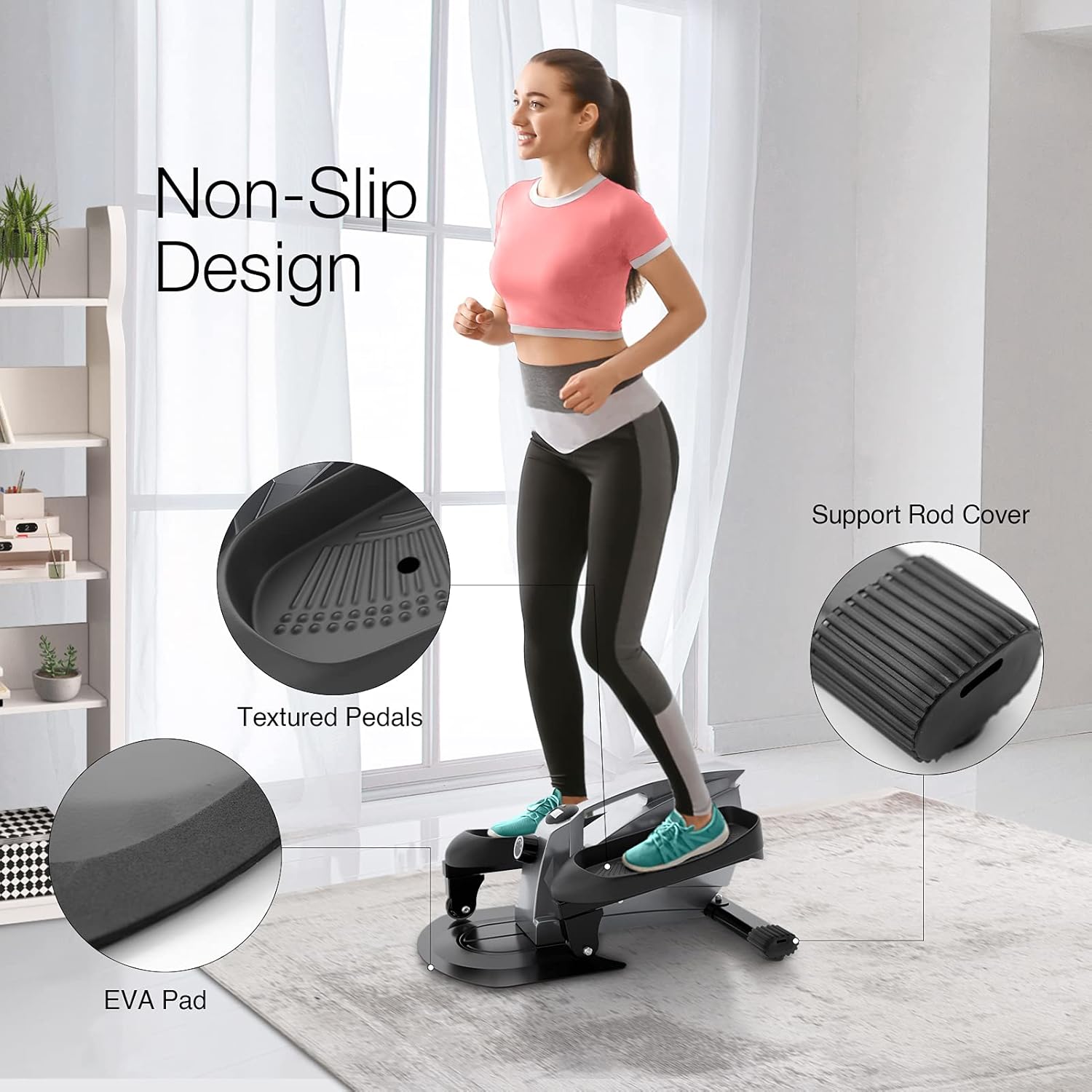 PERLECARE Under Desk Elliptical Portable Elliptical Machine, Desk Bike Pedal Exerciser with Adjustable Resistance & LCD Monitor