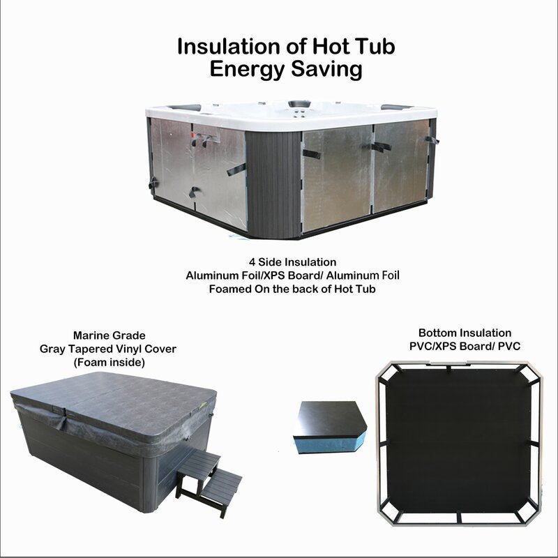 WSINC 3 - Person 27 - Jet Acrylic Rectangular Hot Tub with Ozonator in Grey Oak