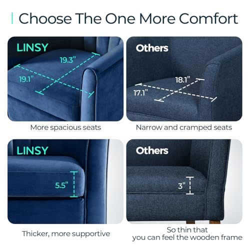 LINSY Swivel Accent Chair Ottoman Set: Velvet Small Barrel Chair with Foot Rest
