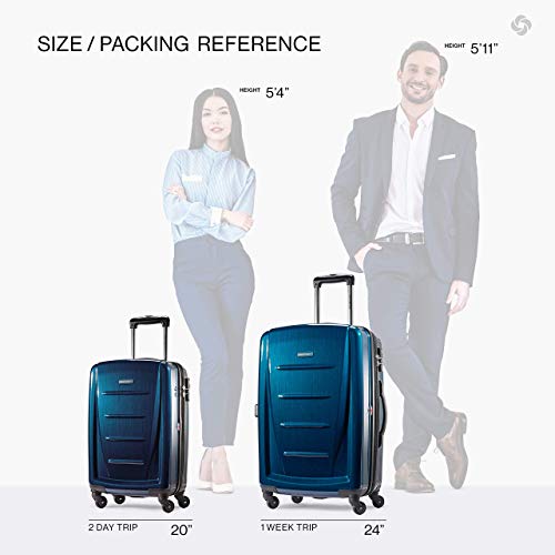 Samsonite Winfield 2 Hardside Expandable Luggage with Spinner Wheels, Brushed Anthracite, Checked-Large 28-Inch