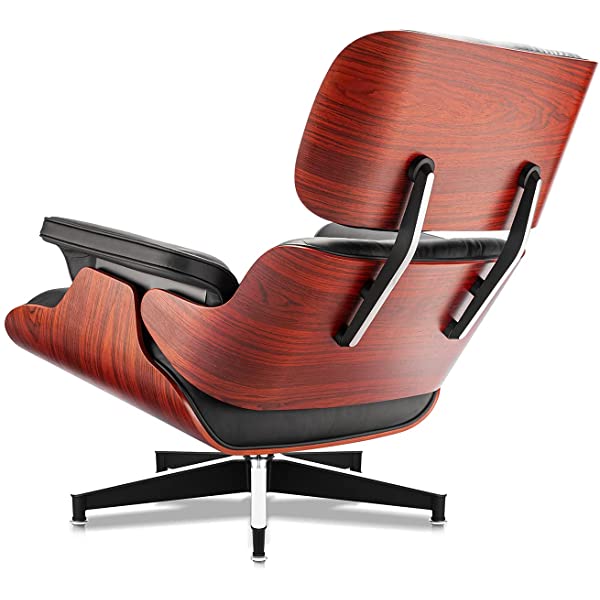 Mid Century Lounge Chair and Ottoman, Modern Chair Classic Design, Top Grain Leather Palisander Wood, Heavy Duty Base Support for Living Room, Study