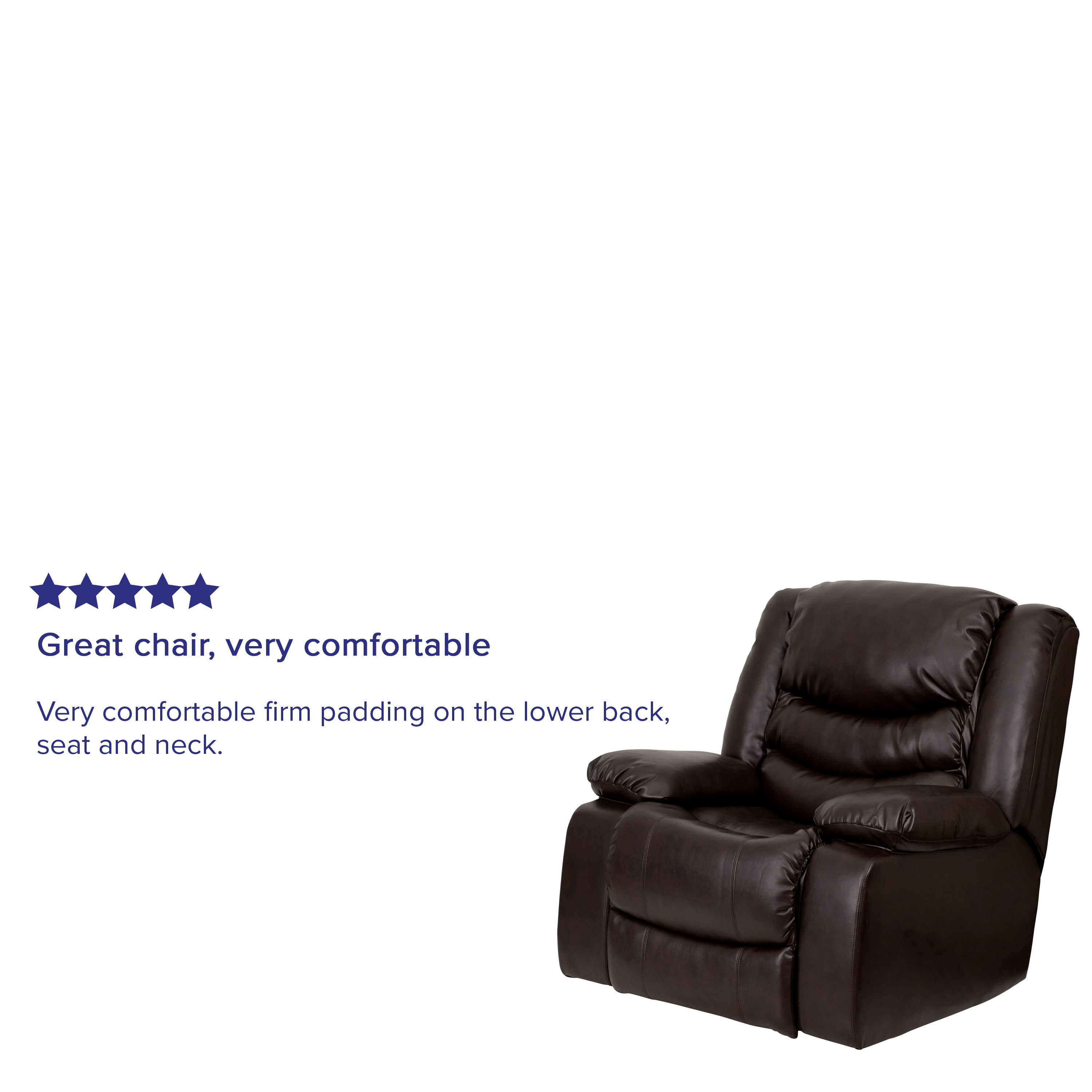 Flash Furniture Kyle Plush Brown LeatherSoft Lever Rocker Recliner with Padded Arms