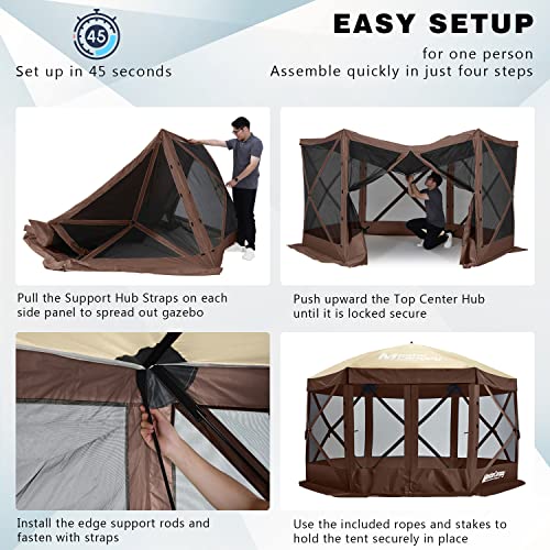 MASTERCANOPY 12x12FT Pop Up Gazebo Screen Tent - Instant Screen House with Netting, Quick Set, Outdoor Canopy Shelter with Carry Bag for Camping