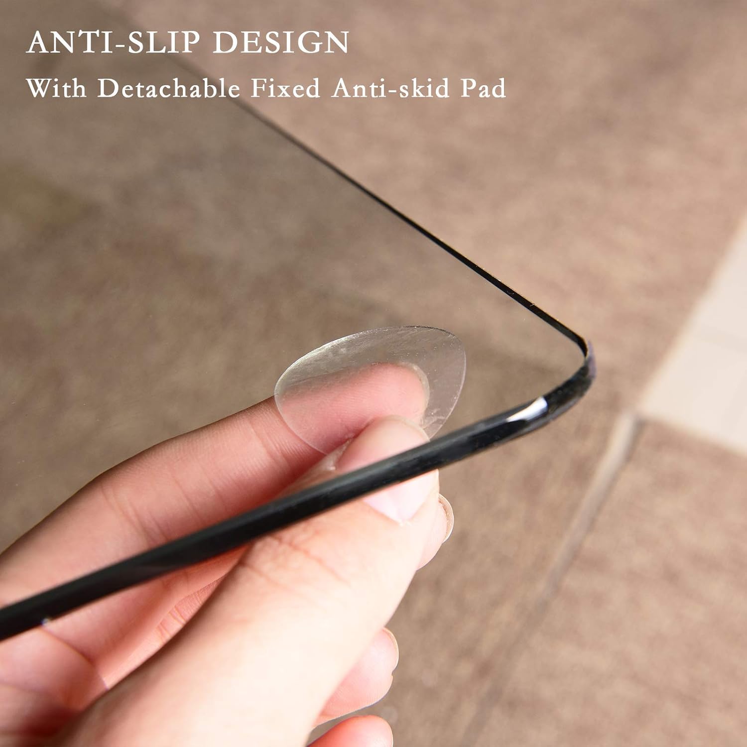 GLSLAND Office Chair Mat, 46 x 36 Premium Tempered Glass Computer Desk Mats Hard Protect Floor