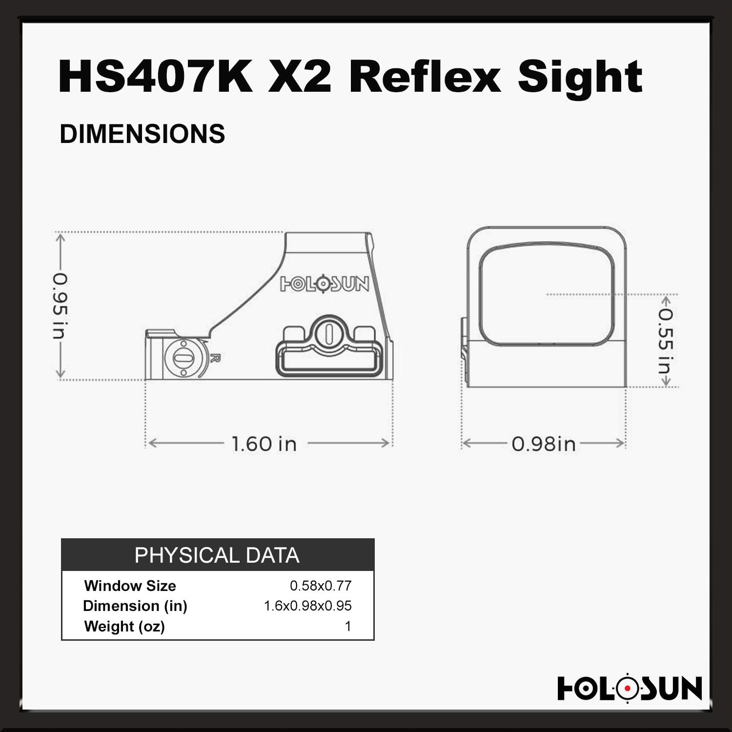 HOLOSUN HS407K-X2 Classic Reflex Red Dot Only Sight