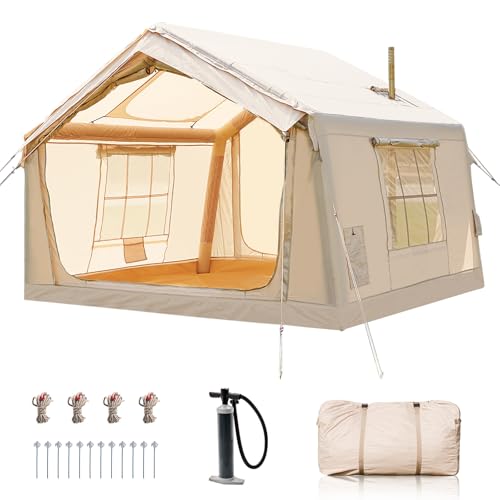 Inflatable Tents for Camping, Blow Up Tent with Hand Pump, Easy Setup Inflatable Hot Tent with Stove Jack