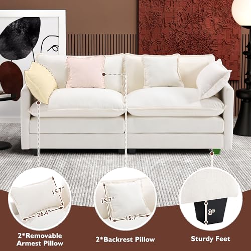 Ihanherry 111.4" U Shaped Modern Cloud Sofa Modular Sectional Couch with 2 Ottoman, 5-Seat Chenille Deep Seat Sofa with Pillow for Living Room