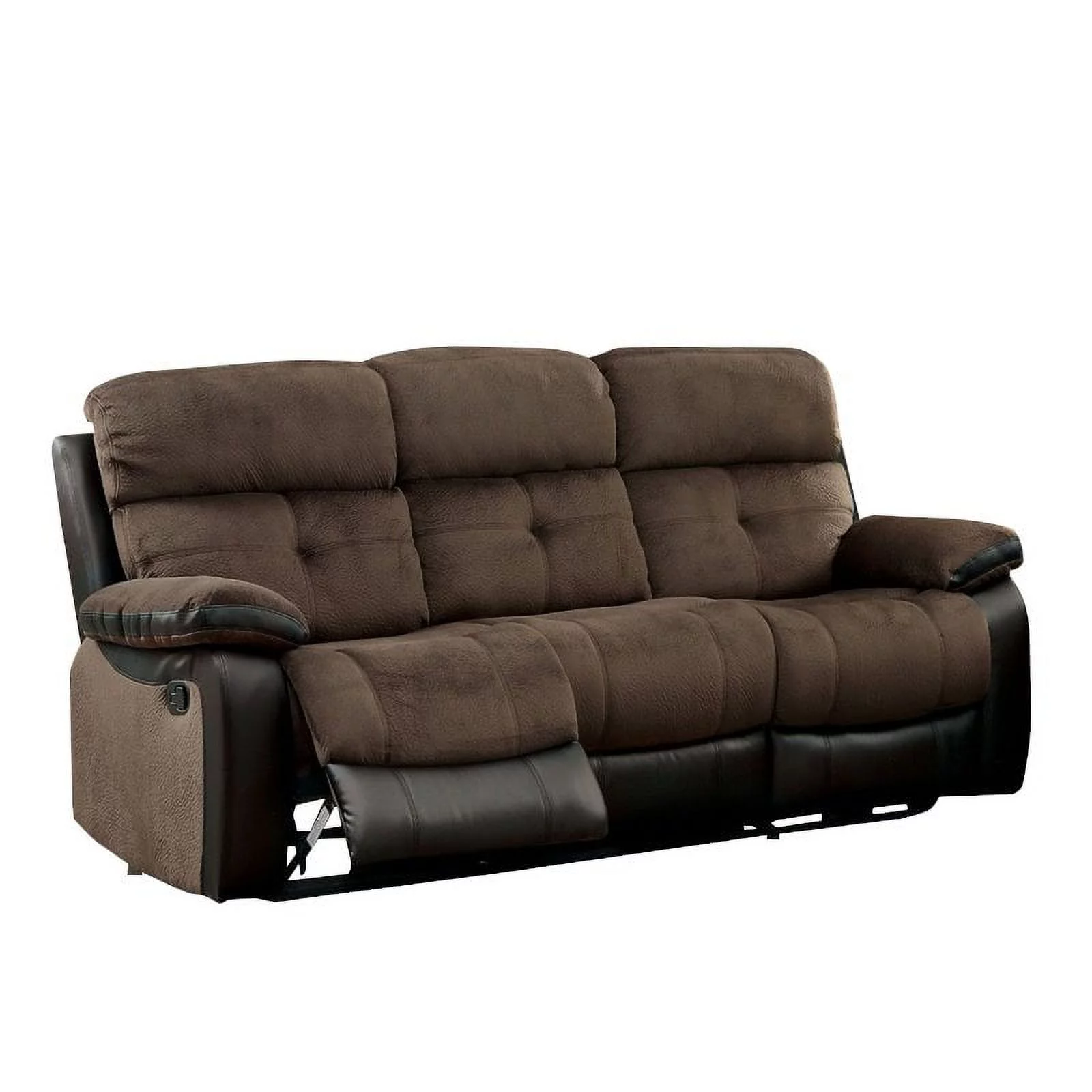 Furniture of America Gwendalyn Faux Leather Reclining Sofa in Brown and Black