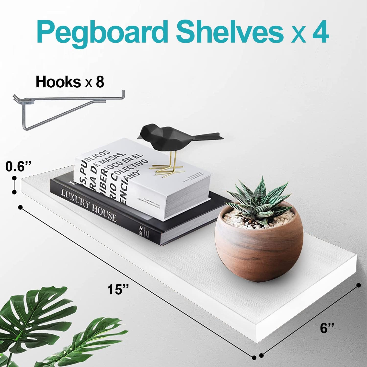 Pegboard Shelf Set, Pegboard Shelves with Steel Pegboard Brackets Pegboard Hooks