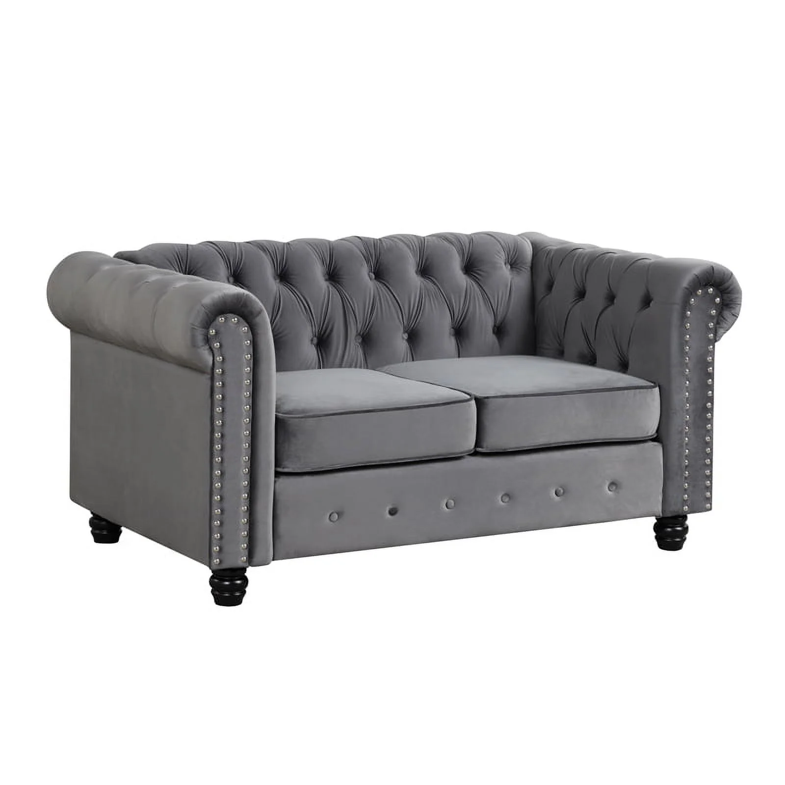 RN Furnishings modern sofa Loveseat velvet fabric Living room furniture Set-Gray