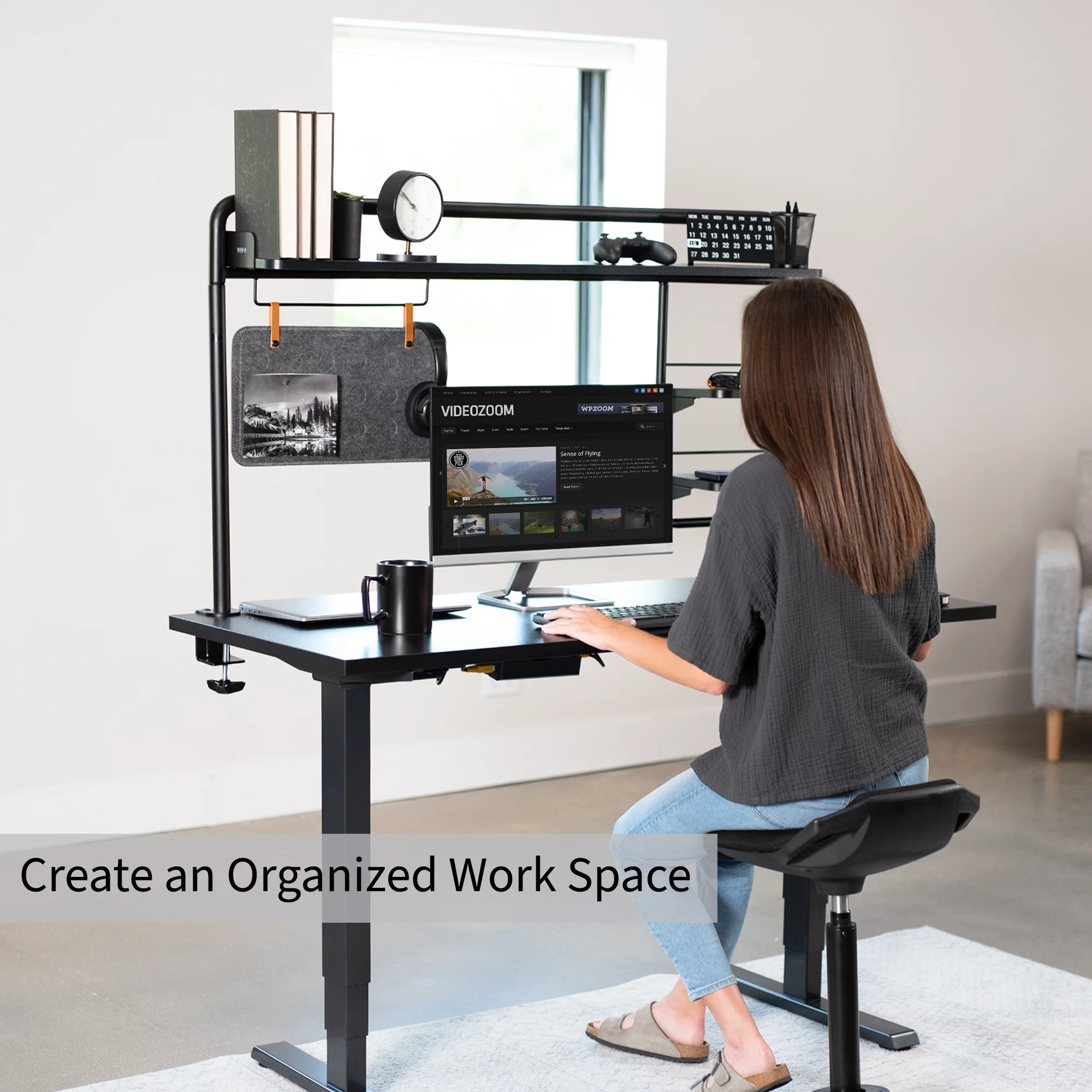 VIVO Clamp-on Desktop Shelving System with Magnetic Memo Board