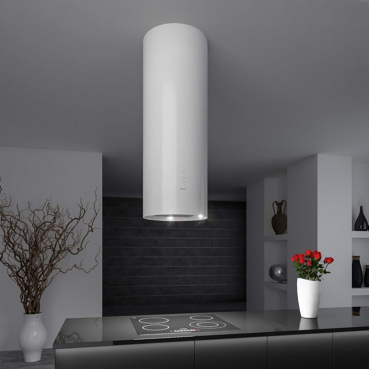 Futuro Futuro Island-Mount Range Hood 14" 940-CFM | Jupiter White | Stainless Steel Vent Hood | Contemporary Sleek Exhaust Hood | LED