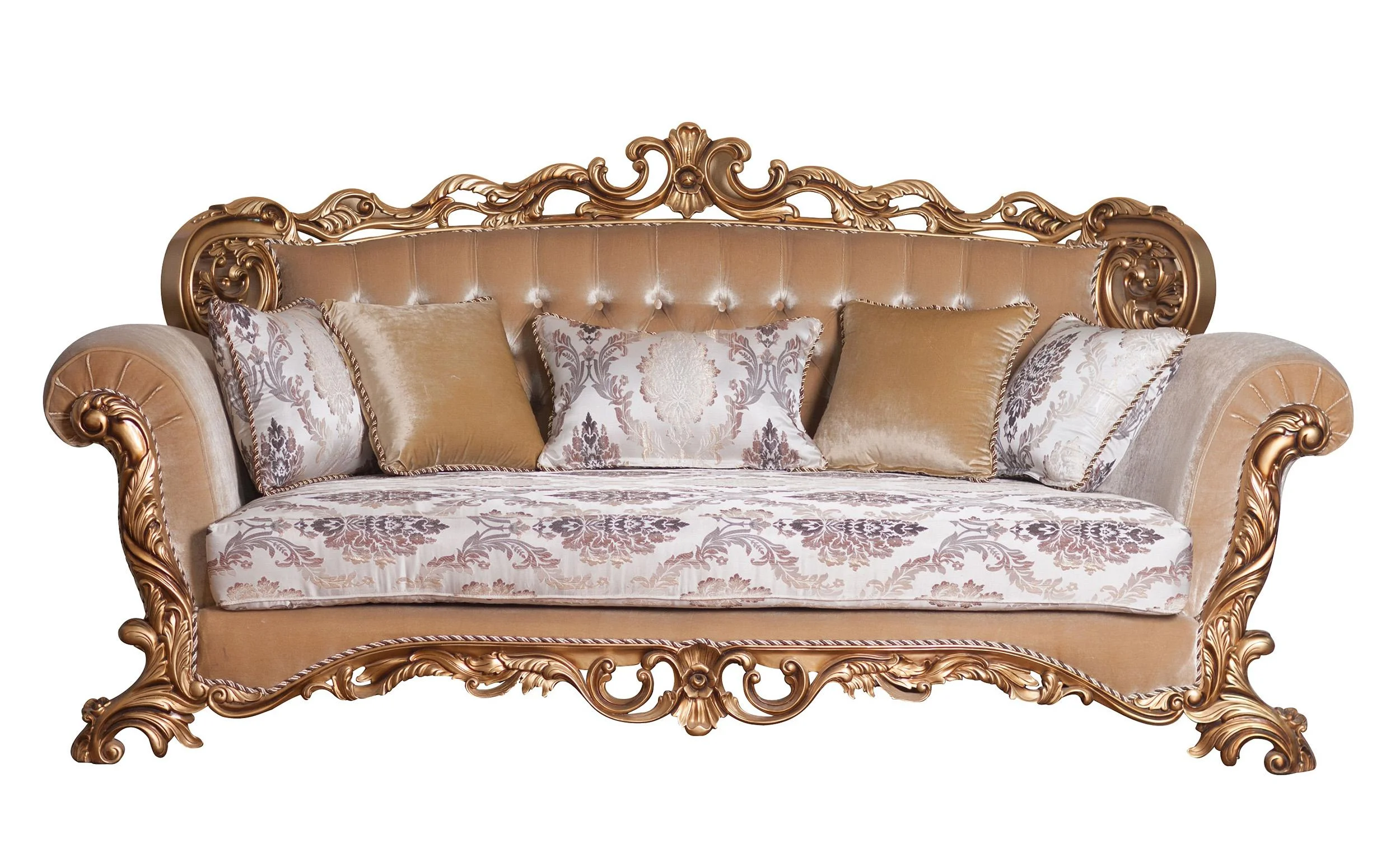 Luxury Antique Bronze Wood Trim VENEZIA Sofa Set 3 EUROPEAN FURNITURE Classic