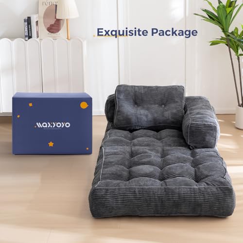 MAXYOYO Folding Sofa Bed, L-Shaped Convertible Sofa Bed with Armrest Foldable Sleeper Couch with Pillow