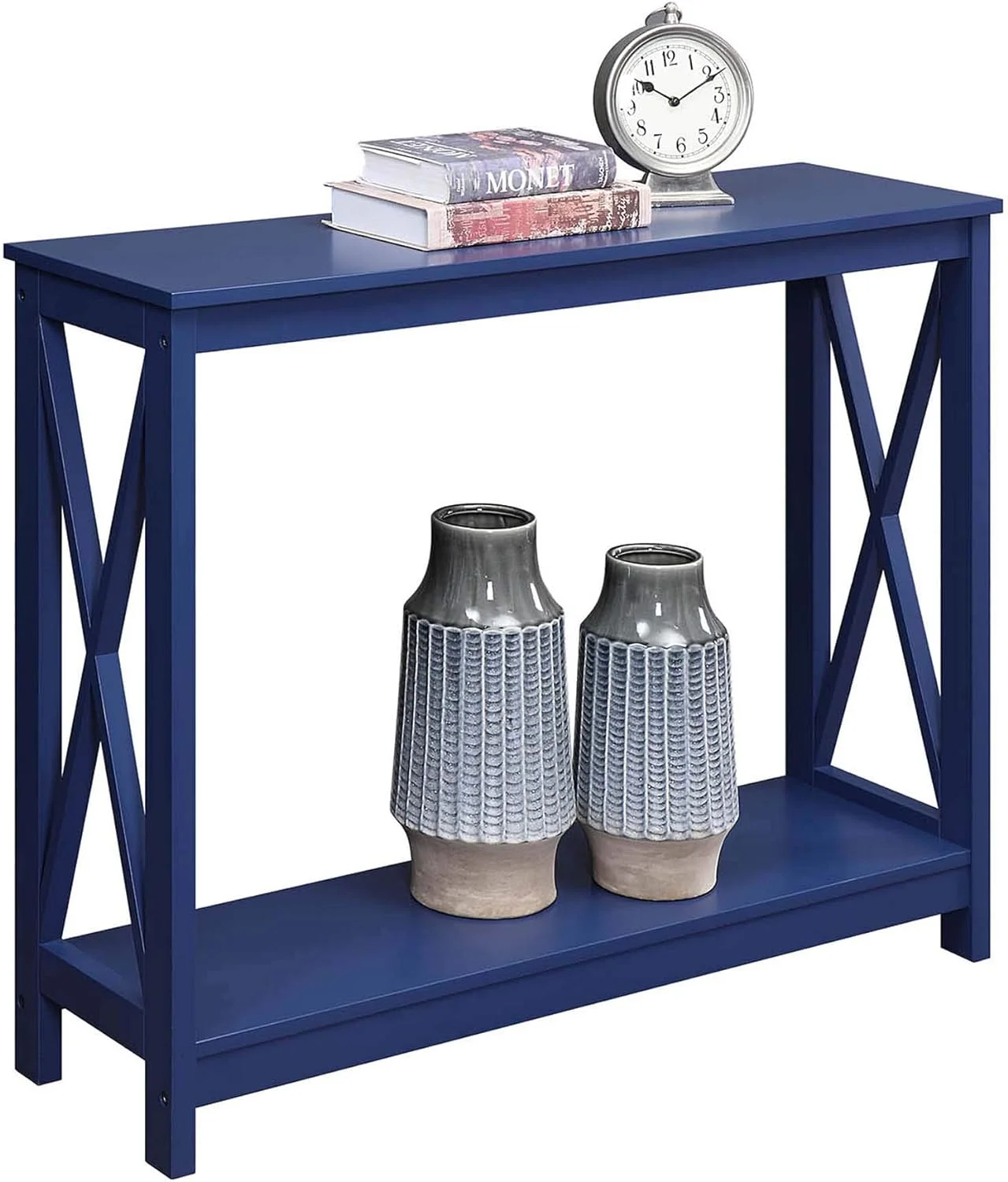 Console Table With Shelf, Cobalt Blue