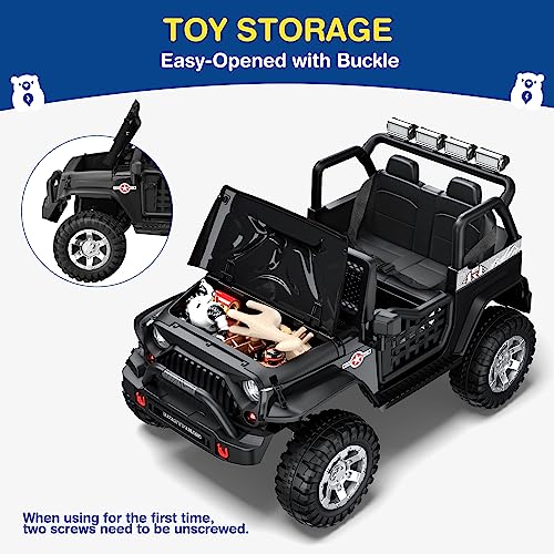L8 2 Seater Ride On Car, 12V Kids Electric Car w/Remote Control, 4-Wheel Suspension, Bluetooth Speaker, Multi Music Modes, 3 Speeds, LED Lights