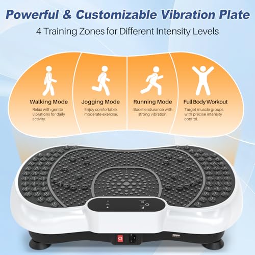 Vibration Plate Exercise Machine for Weight Loss – 100-Speed Platform with Bluetooth Speaker, Remote & Bands