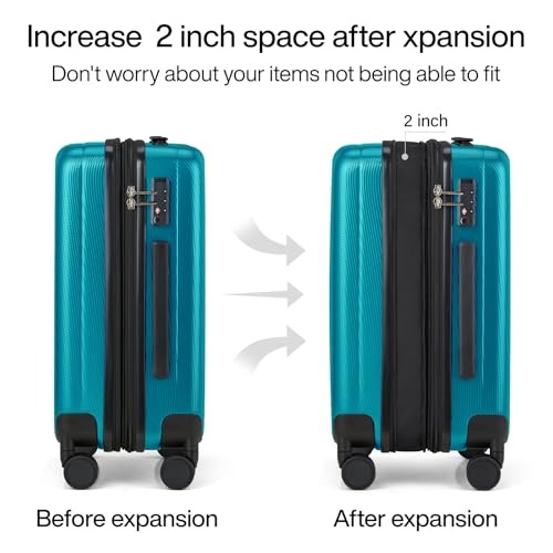 Hanke 29 Inch Luggage Suitcases With Spinner Wheels Lightweight PC hardside Rolling Suitcase With Travel Lock, Checked-Large 29-Inch(Blackish Green)