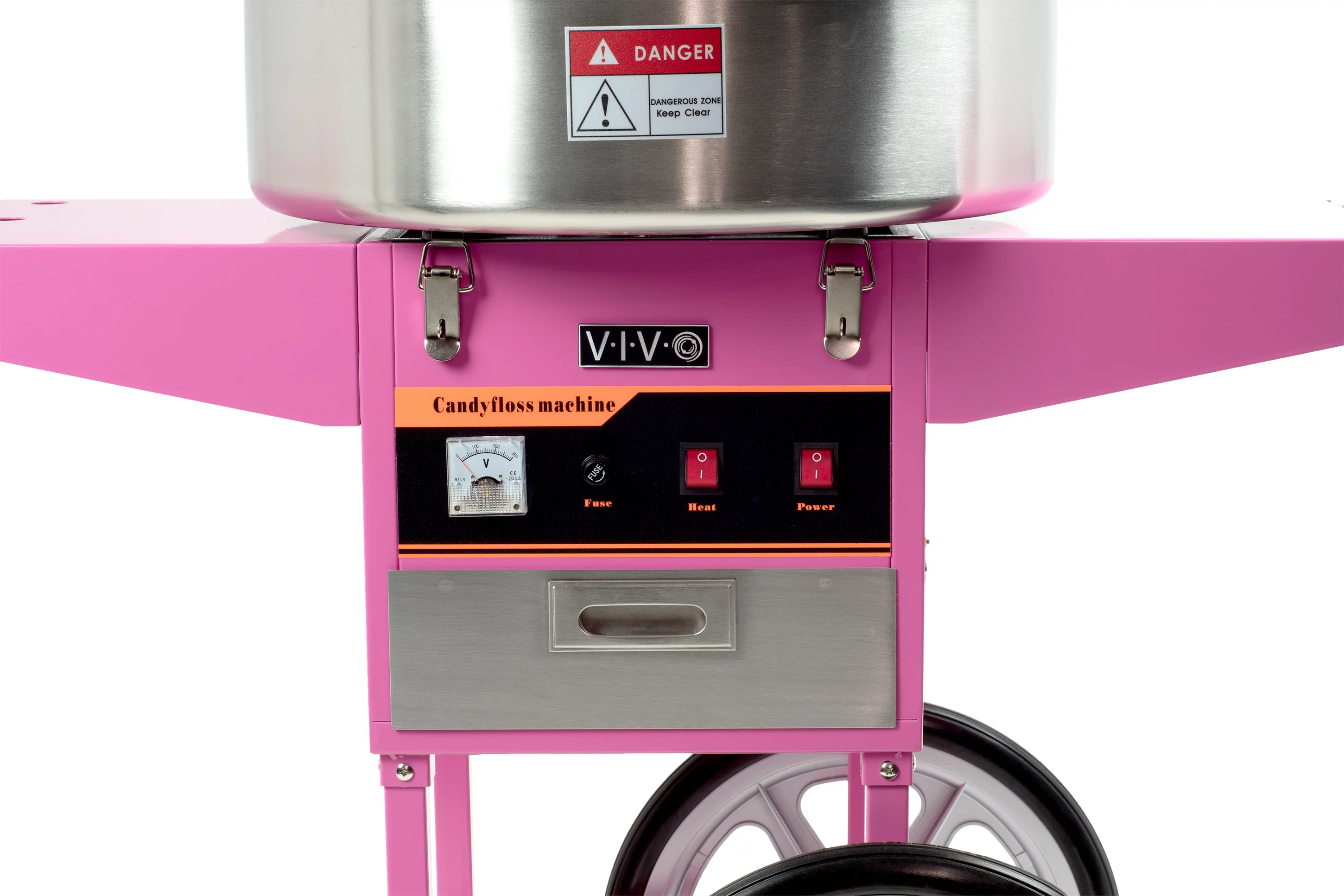 Electric Commercial Cotton Candy Machine / Floss Maker Pink Cart Stand VIVO