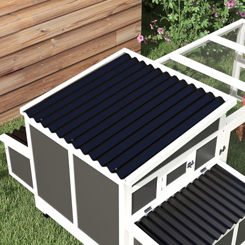 PawHut Wooden Chicken Coop, Chicken Tractor for 6 Chickens, Outdoor Poultry Cage Rabbit Hutch Duck Coop Hen House with Nesting Box, Tray, Windows