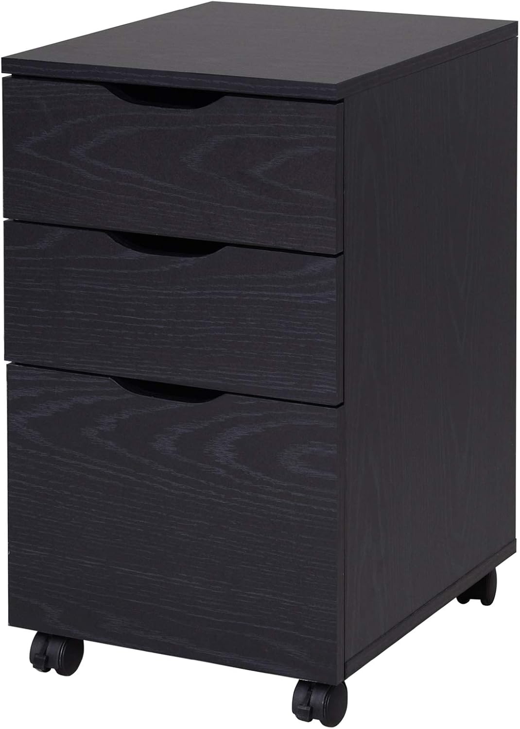 HOMCOM 3 Drawer File Cabinet, Rolling Vertical A4 Paper Letter Binder, 14 D, Brown Wood Grain