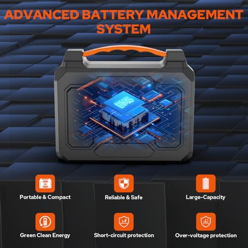 Portable Power Station with Foldable 40W Solar Panel, 100W Solar Powered Generator with Panels