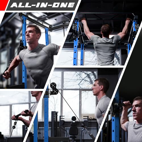 RitFit Multi-Function Squat Rack Power Cage PPC03 with Cable Crossover System, 1000LBS Capacity Power Rack and Packages with Optional Weight Bench
