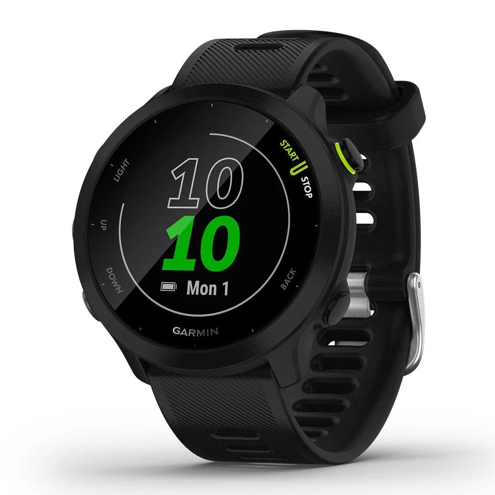 Garmin Forerunner 55 (Black) GPS Running Smartwatch Power Bundle with PlayBetter Portable Charger & HD Screen Protectors - Curated Treasures Market