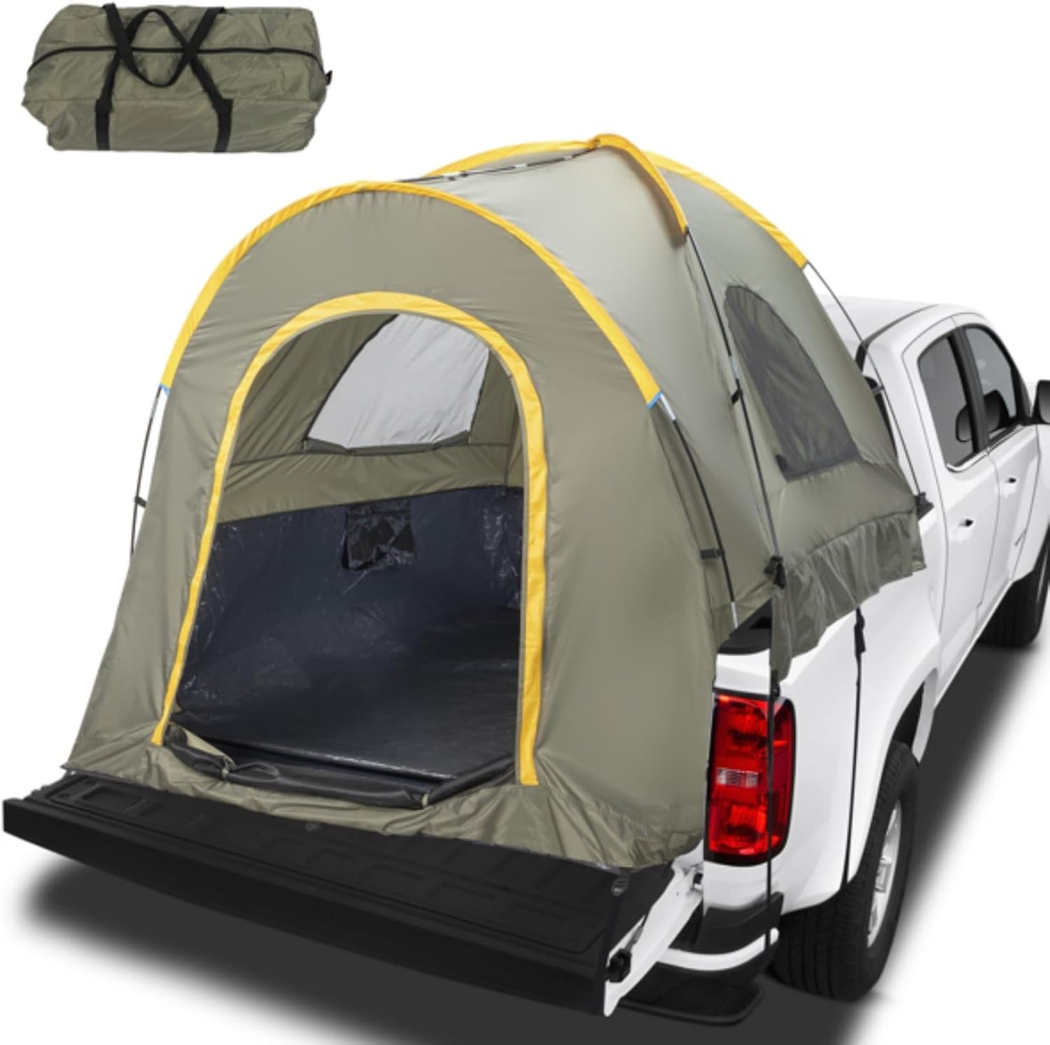 Pickup Truck Tent, Waterproof PU2000mm Truck Tent with Rain Layer and Carry Bag for Camping 6.2-6.8 Ft Bed