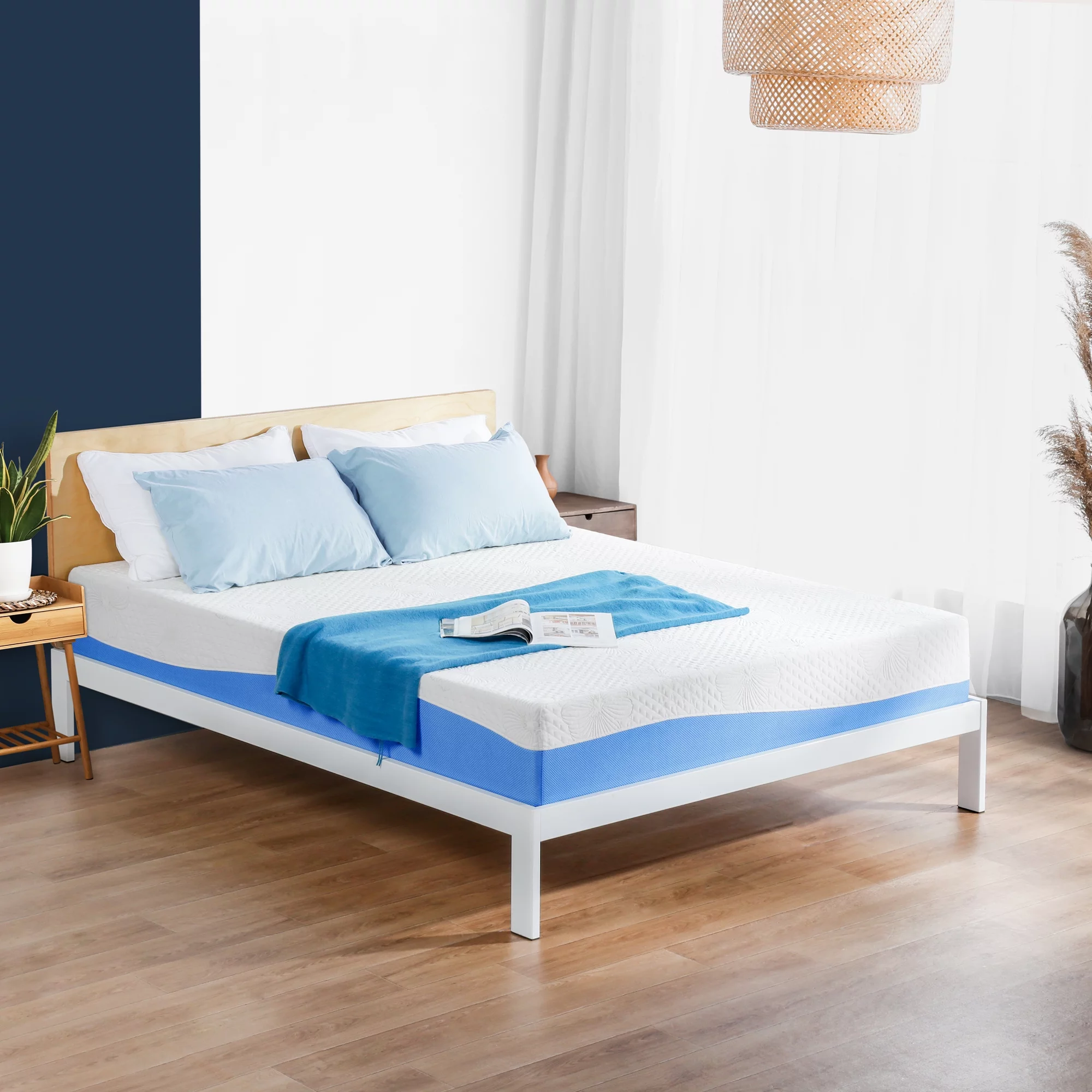 GrandRest 10'' Adult DreamGel, 10 Inch Gel Memory Foam Mattress, Medium Firm, Twin Size, Blue / White Color