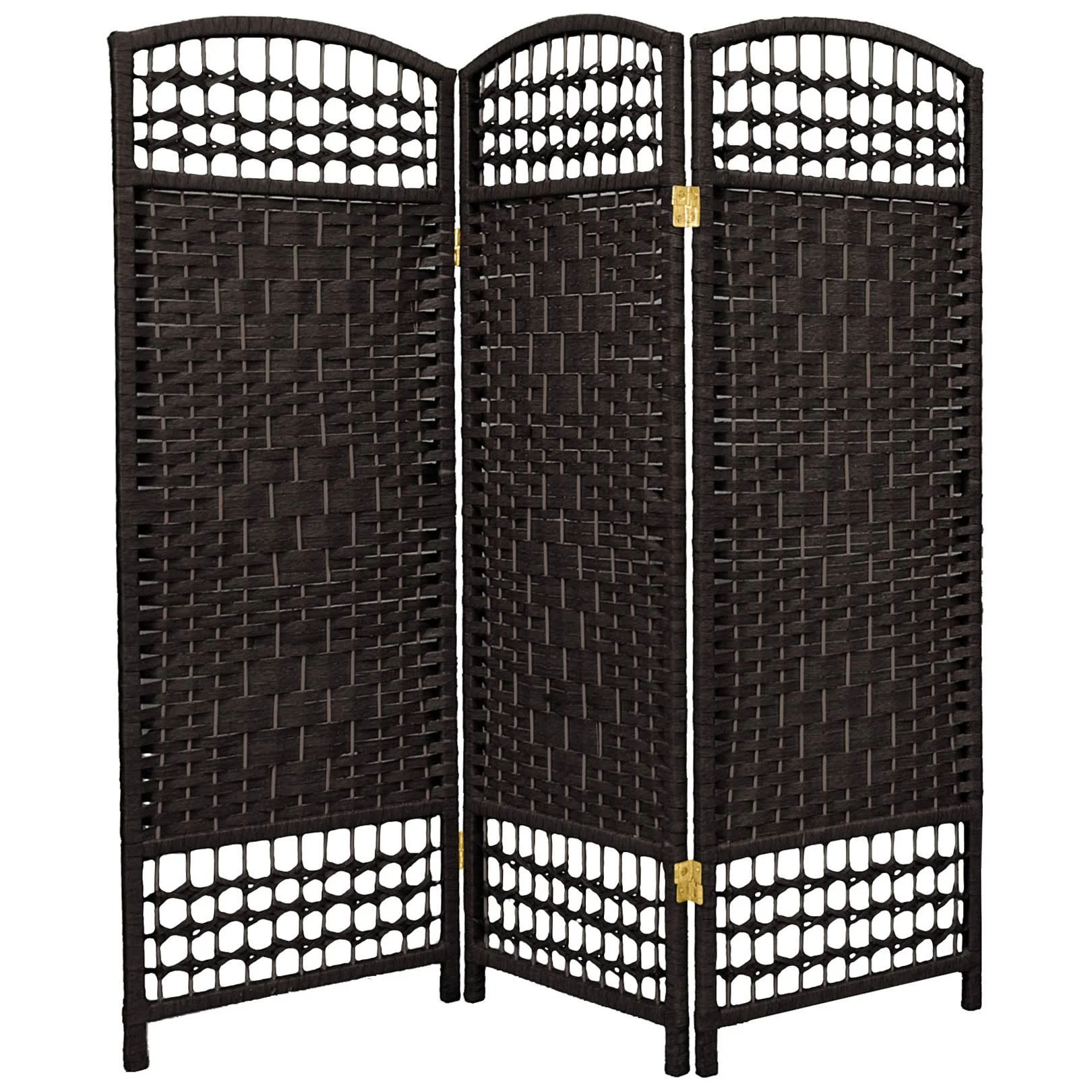 Oriental Furniture 4 ft. Tall Fiber Weave Room Divider - 3 Panel - Black - Avayadevconnect