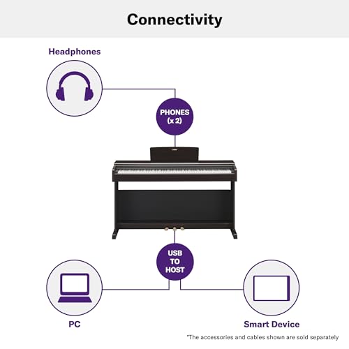 Yamaha Arius, 88-Key Weighted Action Digital Beginner and Intermediate Players, Dynamic Response, Grand Piano Sound, 3-Pedal Unit, Upright Design